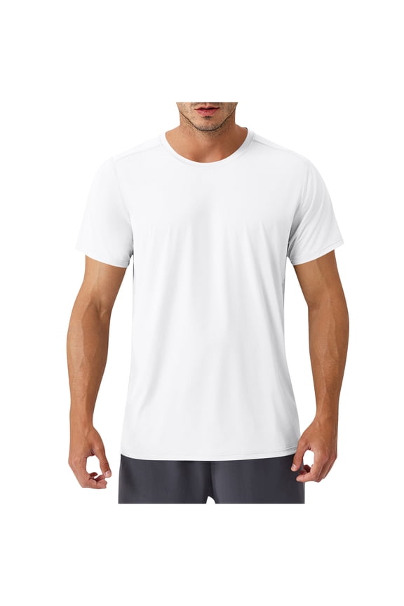 Men's Short Sleeve Crew Neck Tee Pull-On Design Soft Fabric Breathable Durable Casual Daily Everyday Wear White S