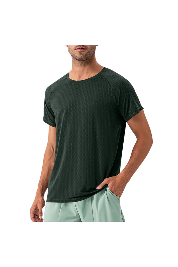 Men's Short Sleeve Oversized Tee Crew Neck Pull-On Design Classic Fabric Comfortable Casual Daily Wear Army Green L