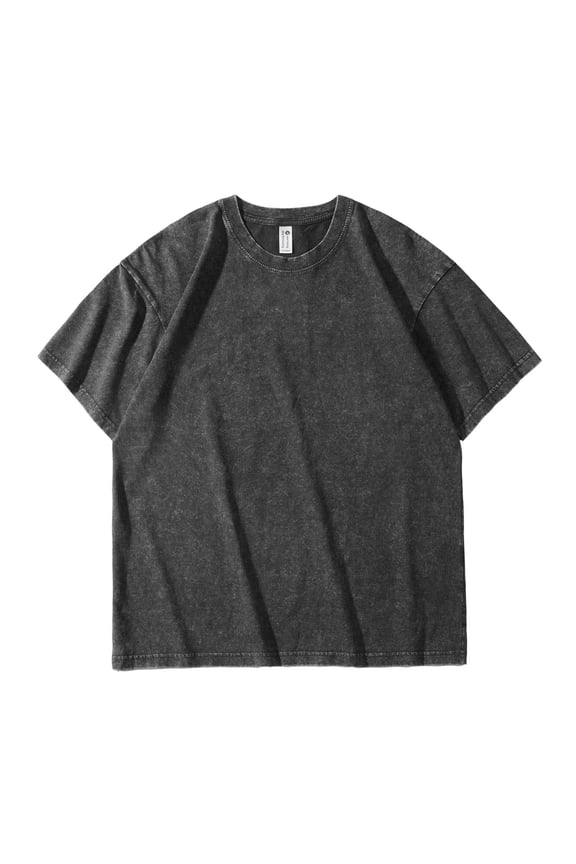 Men's Short Sleeve Oversized Tee Crew Neck Pull-On Design Soft Fabric Breathable Casual Daily Top Black L