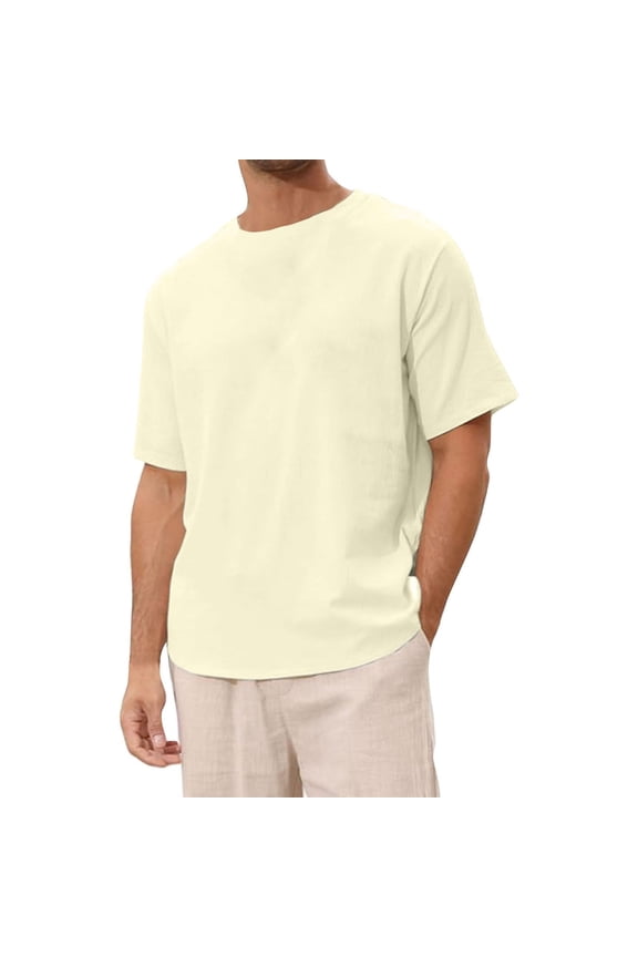 Men's Short Sleeve Oversized Top Frog Button Closure Soft Fabric Traditional Casual Daily Wear Beige XXXXL