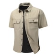thumbnail image 1 of Mrmaere Men's Short Sleeve Shirt Multi-Pocket Spread Collar Sturdy Fabric Functional Casual Outdoor Work Wear Khaki L, 1 of 9