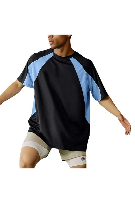 Men's Short Sleeve Sports Jersey Crew Neck Pull-On Design Durable Fabric Functional Casual Athletic Wear Black L