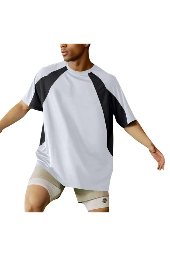 Men's Short Sleeve Sports Jersey Crew Neck Pull-On Design Durable Fabric Functional Casual Athletic Wear White XXL