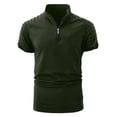 thumbnail image 1 of Mrmaere Men's Short Sleeve Stand Collar Top Half Zip Closure Stretchy Fabric Dry Casual Gym Activity Wear Army Green L, 1 of 4