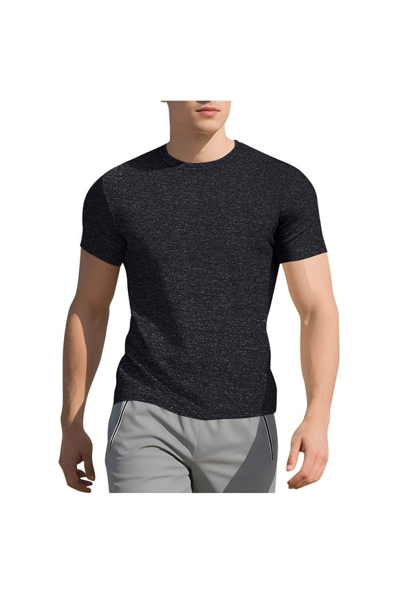Men's Short Sleeve Textured Crew Neck Tee Pull-On Style Classic Fabric Durable Versatile Casual Everyday Wear Black XXXL