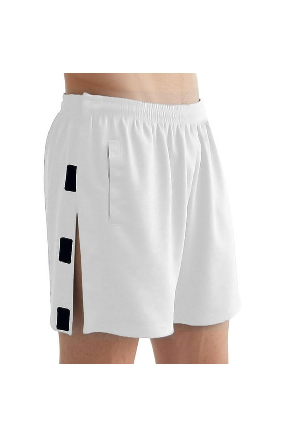 Men's Side Strip Casual Shorts Relaxed Cut Elastic Waist Closure Stylish for Street Casual Wear White XL