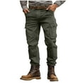 thumbnail image 1 of Mrmaere Men's Slim Cargo Work Pants Belted Waist Multi Pockets Fabric Casual Work Outdoor Daily Errands Army Green 30, 1 of 4