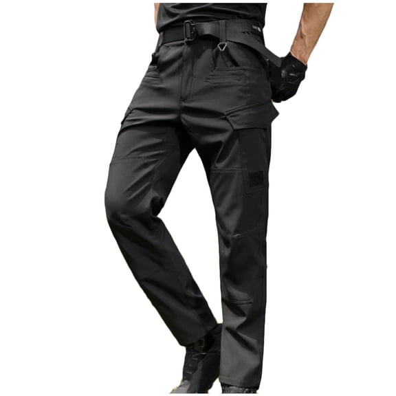 Mrmaere Men’s Slim Commute Pants Long Leg Sturdy Fabric Roomy Pockets Practical Design Wear for Daily Work Light Tasks Black XL