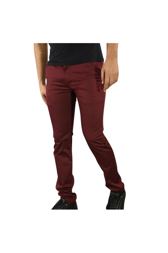 Men’s Slim-Fit Stretch Casual Pants Long Leg Flexible Fabric Modern Design Wear for Street Looks Gym Workouts Wine XXXL