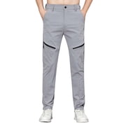 Mrmaere Men s Slim Side-Stripe Pants Long Leg Modern Design Elastic Waist Wear for Urban Outings Casual Hangouts Gray 32