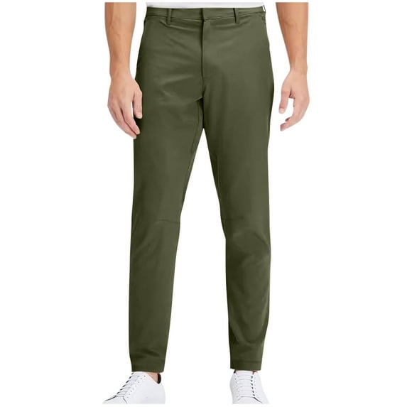 Mrmaere Men’s Slim Straight Leg Casual Pants Long Leg Smooth Fabric Classic Fit Wear for Daily Activities Semi-Formal Occasions Army Green XXXXL