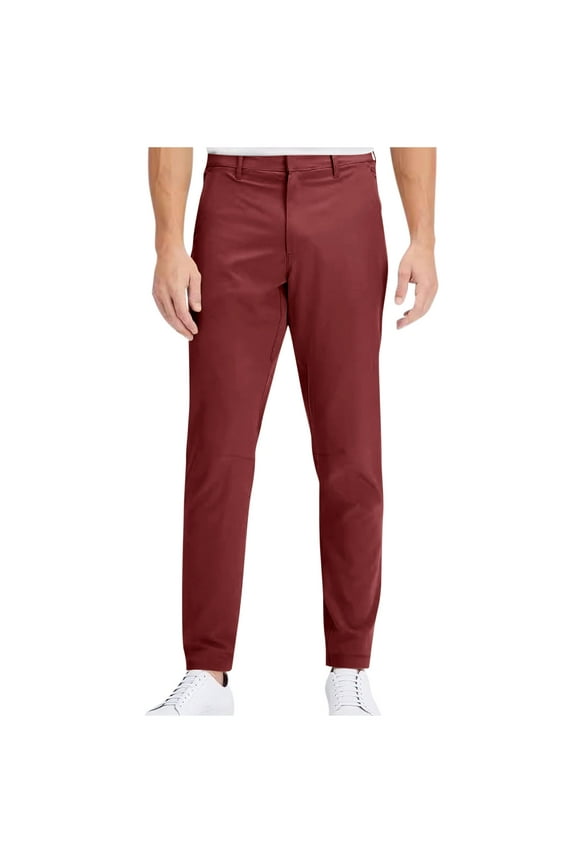Men’s Slim Straight Leg Casual Pants Long Leg Smooth Fabric Classic Fit Wear for Daily Activities Semi-Formal Occasions Wine XL