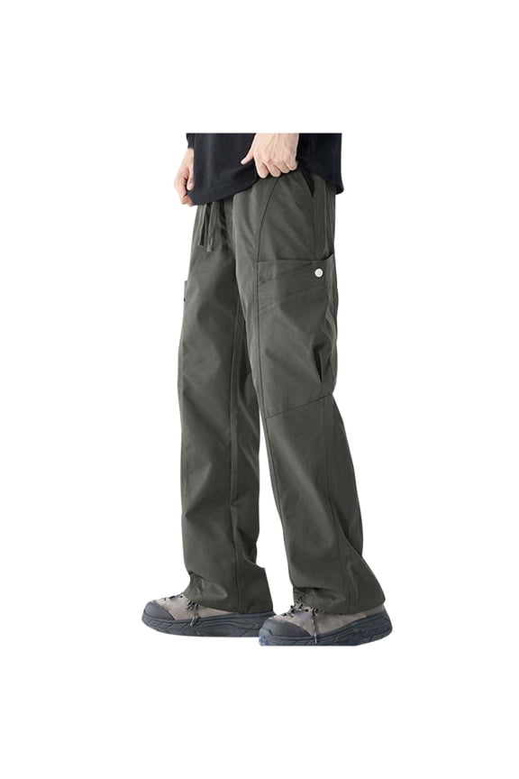 Men’s Slim Straight Leg Casual Pants Long Leg Smooth Fabric Classic Style Wear for Urban Outings Daily Activities Army Green M