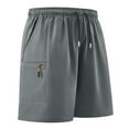 thumbnail image 1 of Mrmaere Men's Solid Color Cargo Casual Shorts Relaxed Style Elastic Waist Closure Stylish for Street Casual Wear Gray XXXL, 1 of 4
