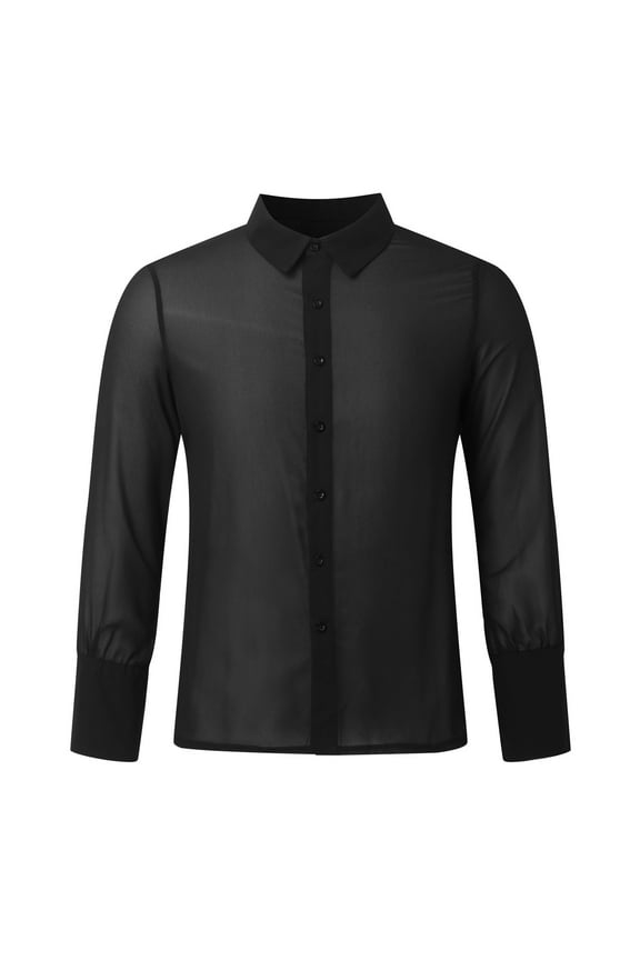 Men's Stand Collar Dress Shirt Subtle Pattern Wrinkle-Resistant Fabric Formal Design Business Meetings Office Daily Travel Use Black L