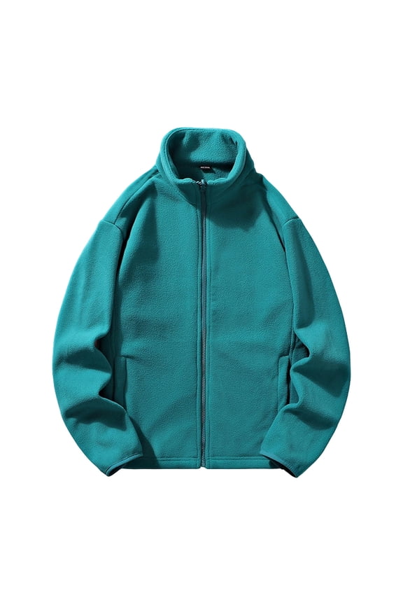 Men's Stand Collar Fleece Jacket Multi-Color Lightweight Warm Outerwear for Daily & Outdoor Wear Green XXXL