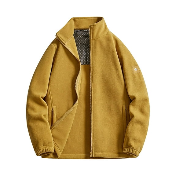 Mrmaere Men's Stand Collar Fleece Jacket Zip-Front Lightweight Warm Outerwear for Daily & Outdoor Wear Coffee XL