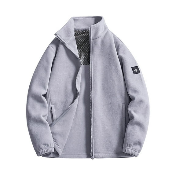 Mrmaere Men's Stand Collar Fleece Jacket Zip-Front Lightweight Warm Outerwear for Daily & Outdoor Wear Gray XXXXL