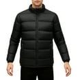 thumbnail image 1 of Mrmaere Men's Stand Collar Puffer Jacket Horizontal Quilted Elastic Cuff Warm Outerwear for Daily & Cold-Weather Wear Black L, 1 of 4