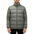 thumbnail image 1 of Mrmaere Men's Stand Collar Puffer Jacket Horizontal Quilted Elastic Cuff Warm Outerwear for Daily & Cold-Weather Wear Gray S, 1 of 6