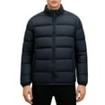 thumbnail image 1 of Mrmaere Men's Stand Collar Puffer Jacket Horizontal Quilted Elastic Cuff Warm Outerwear for Daily & Cold-Weather Wear Navy S, 1 of 9