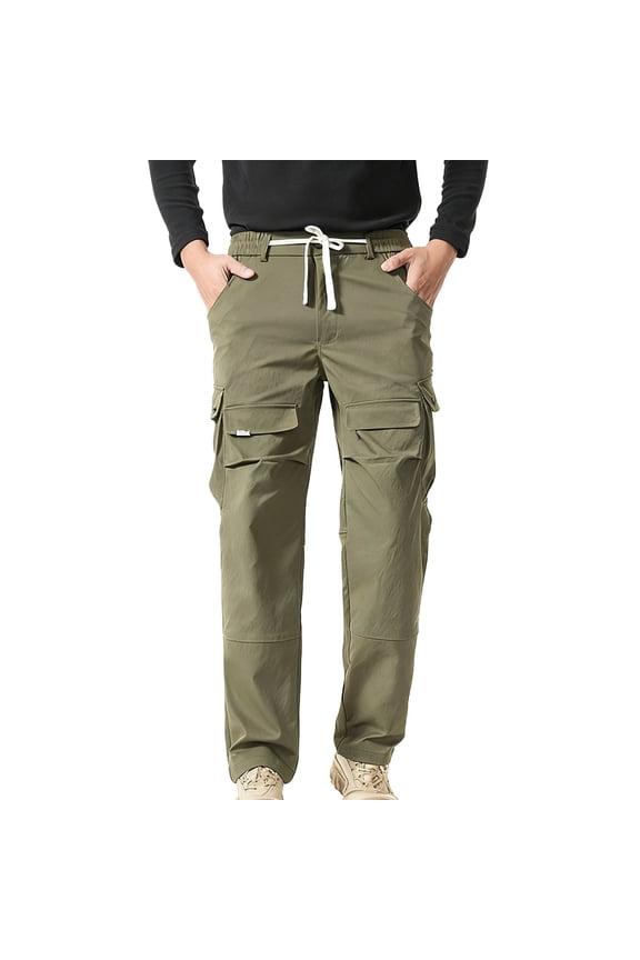 Men’s Straight Leg Corduroy Cargo Pants Long Leg Durable Fabric Classic Texture Wear for Urban Outings Casual Gatherings Army Green S