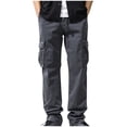 thumbnail image 1 of Mrmaere Men’s Straight Leg Multi Pocket Cargo Pants Long Leg Durable Fabric Functional Pockets Wear for Outdoor Work Urban Outings Gray L, 1 of 5