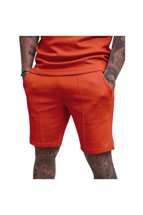 Men's Streamlined Shorts Tapered Elastic Waist Pull On Closure Comfortable for Casual Street Daily Activities Orange XXXL