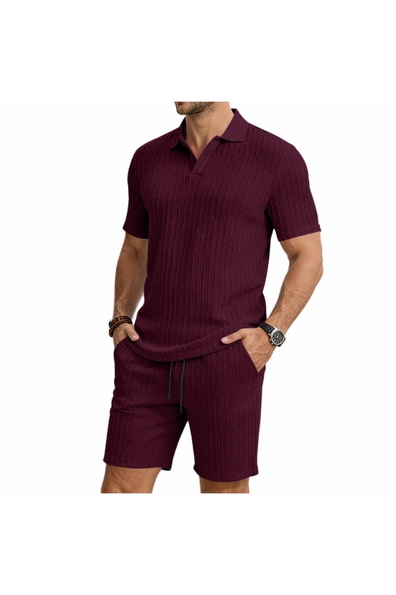 Men's Suit Set Loose Solid Pattern Stylish Look For Modern Fashion Needs For Various Types Wine XL
