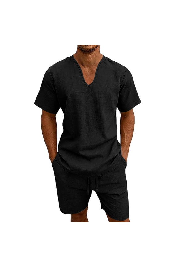 Men's Suit Set Solid Pattern Suitable For Spring Fall And Transitional Seasons Durable Construction For Long Ter Style Black L
