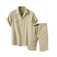 thumbnail image 1 of Mrmaere Men's Suit Set With Pockets Drawstring Waist Solid Pattern Durable Construction For Long Term Use Khaki L, 1 of 4