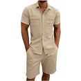 thumbnail image 1 of Mrmaere Men's Suit Set With Pockets Solid Pattern For Daily Wear And Casual Activities Ideal For Outdoor Sports And Weekend Khaki S, 1 of 9