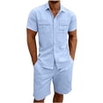 thumbnail image 1 of Mrmaere Men's Suit Set With Pockets Solid Pattern For Daily Wear And Casual Activities Ideal For Outdoor Sports And Weekend Light Blue M, 1 of 9