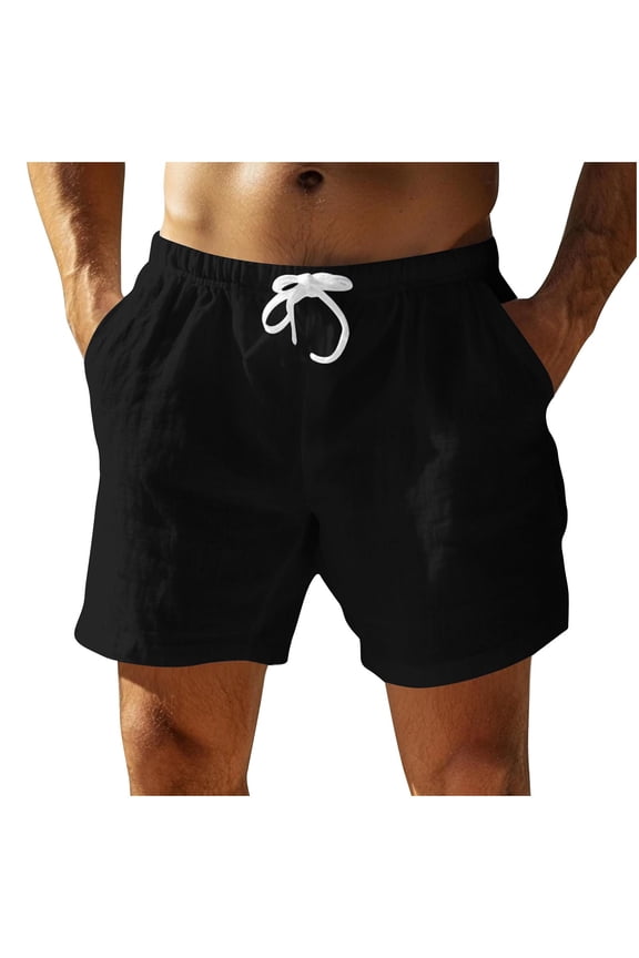 Men's Tech Style Cargo Shorts Relaxed Cut Elastic Waist Drawstring Closure Functional Pockets for Street Casual Errands Black S