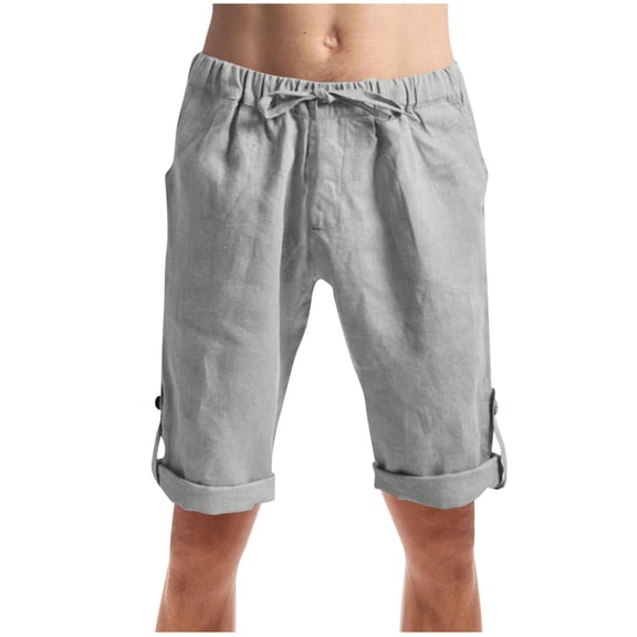 Mrmaere Men's Textured Casual Drawstring Capris Relaxed Elastic Waist Closure Comfortable for Daily Casual Outings Dark Gray L