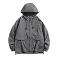 thumbnail image 1 of Mrmaere Men's UPF 50+ Sun Protection Oversized Hooded Jacket Full Zip Multi Pocket Outdoor Work Coat Dark Gray XL, 1 of 7