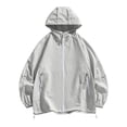 thumbnail image 1 of Mrmaere Men's UPF 50+ Sun Protection Oversized Hooded Jacket with Drawstring Full Zip Lightweight Outdoor Cycling Coat Khaki S, 1 of 6