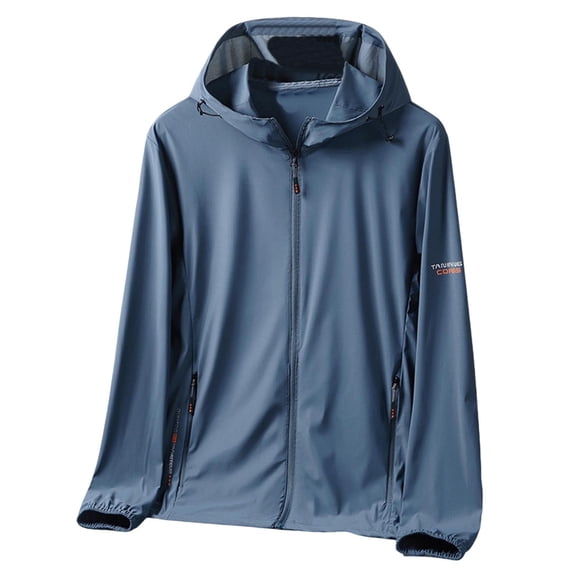 Mrmaere Men's UPF 50+ Sun Protection Translucent Hooded Jacket Lightweight Outdoor Cycling Coat Blue XL
