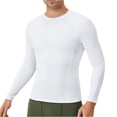 thumbnail image 1 of Mrmaere Men's UPF 50+ Sun Shirt Crew Neck Raglan Sleeve Compression Top Long Sleeve Outdoor Workout Shirt White L, 1 of 6