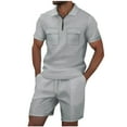 thumbnail image 1 of Mrmaere Men's V Neck Scrub Set Short Sleeve Pants 2 Piece Button Closure Stretchy Durable for Medical Work Gray M, 1 of 6