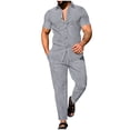 thumbnail image 1 of Mrmaere Men's V Neck Scrub Set Short Sleeve Pants 2 Piece Zipper Closure Stretchy for Work Gray XXL, 1 of 5
