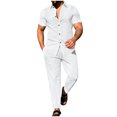 thumbnail image 1 of Mrmaere Men's V Neck Scrub Set Short Sleeve Pants 2 Piece Zipper Closure Stretchy for Work White XL, 1 of 5