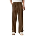 thumbnail image 1 of Mrmaere Men’s Wide Leg Drawstring Casual Pants Long Leg Roomy Fit Lightweight Fabric Wear for Street Looks Leisure Time Brown L, 1 of 7