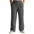 thumbnail image 1 of Mrmaere Men's Wide Leg Ribbed Pants Drawstring Waist Soft Textured Fabric Comfortable Casual Daily Streetwear Outfits Dark Gray L, 1 of 9