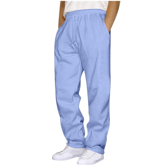 Mrmaere Men's Wide Leg Sweatpants Drawstring Waist Side Pocket Detail Soft Fabric Comfortable Casual Daily Streetwear Outfits Light Blue XXXXXL