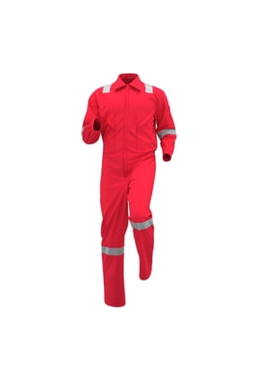 Men’s Work Coverall Set Long Sleeve Full Design Multi Pockets Durable Fabric Protective Workwear for Industrial Tasks Warehouse Operations Red XL