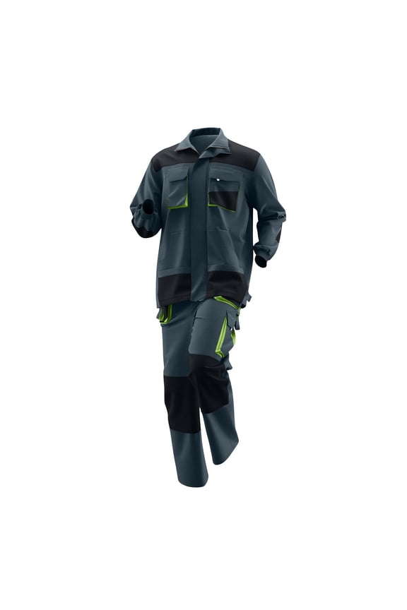 Men’s Work Set Long Sleeve Reinforced Panels Functional Pockets Breathable Fabric Protective Design Workwear for Industrial Jobs Outdoor Operations Light Blue XXXXL