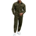 thumbnail image 1 of Mrmaere Men’s Work Style Casual Set Long Sleeve Button Front Multi Pockets Sturdy Fabric Practical Design Wear for Outdoor Tasks Daily Activities Army Green L, 1 of 9