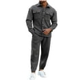 thumbnail image 1 of Mrmaere Men’s Work Style Casual Set Long Sleeve Button Front Multi Pockets Sturdy Fabric Practical Design Wear for Outdoor Tasks Daily Activities Gray XXL, 1 of 9