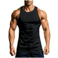 thumbnail image 1 of Mrmaere Mens Crew Neck Slim Tank Top High Elasticity Supportive Bodybuilding Workout Tee Black XXL, 1 of 9